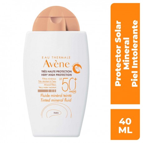 Avene Fluido Mineral Con Color, Piel sensible/reactiva/intolerante, FPS 50+, 40ml