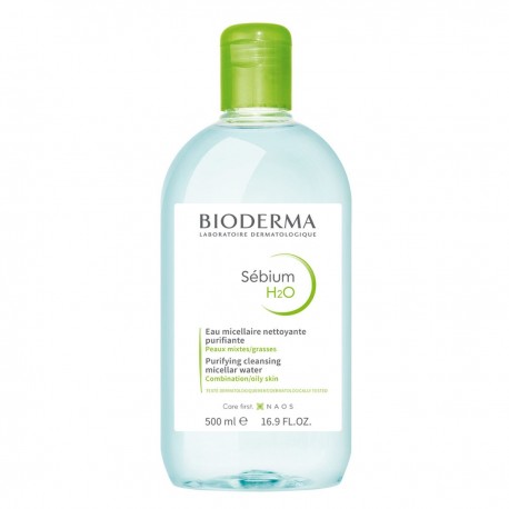 Bioderma Sébium H2O Agua Micelar, Remueve Maquillaje e Impurezas para pieles mixtas a grasas, 500 ml