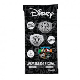 Cubreboca bicapa Biomsk para adulto con Nanomolécula NBELYAX ® Termosellado Y Reutilizable (Mickey Disney empaque con 3 piezas)