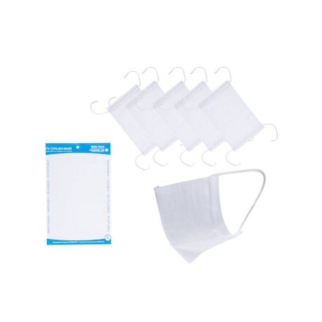 Cubrebocas lavable blanca 5 Piezas