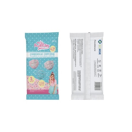Cubreboca Biomsk Infantil Mis Pastelitos 3 piezas