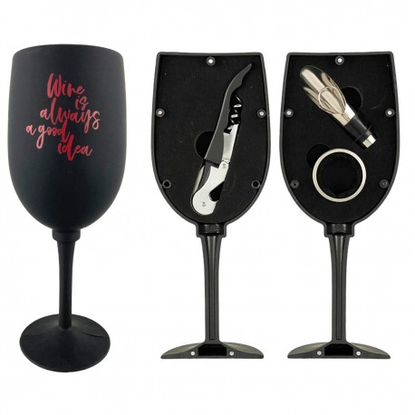 Juego Accesorios Para Vino Forma Copa Mod41912