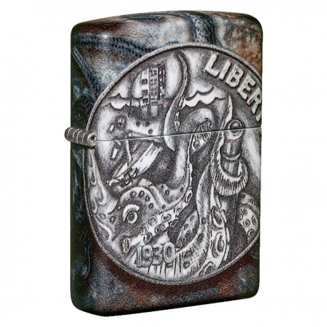 Encendedor Zippo diseño Kraken moneda de pirata