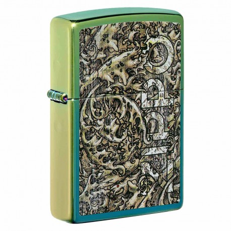 Encendedor Zippo diseño grecas antiguas verde teal