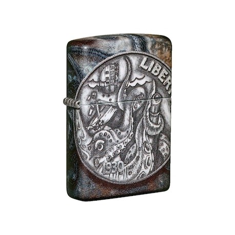 Encendedor Zippo diseño Kraken moneda de pirata
