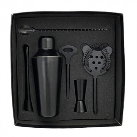 Set Bar Negro Humo Con 6 Accesorios