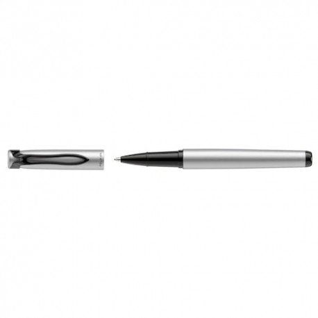 Roller Ball Pelikan Stola Plata Clip Negro Punto Mediano Tinta Negra