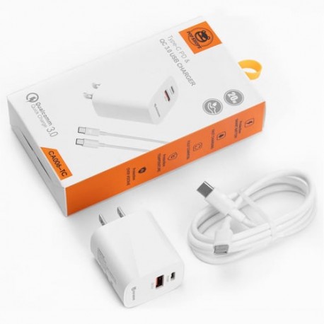 Cargador tipo C a tipo C 6A blanco