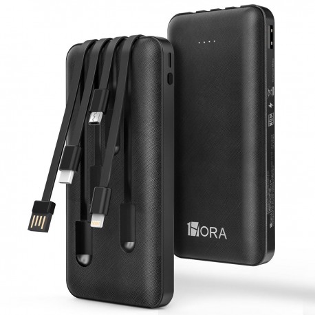 Batería 10000 mAh 2.1A con Cables Integrados