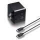 Cargador de pared doble puerto USB + cable USB Type-C