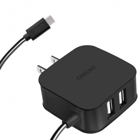 Cargador Pared 2 Puertos Negro TIPO C