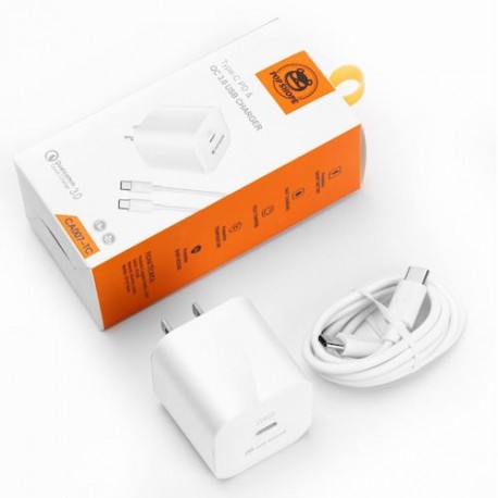 Cargador tipo C a tipo C 6A turbo color blanco