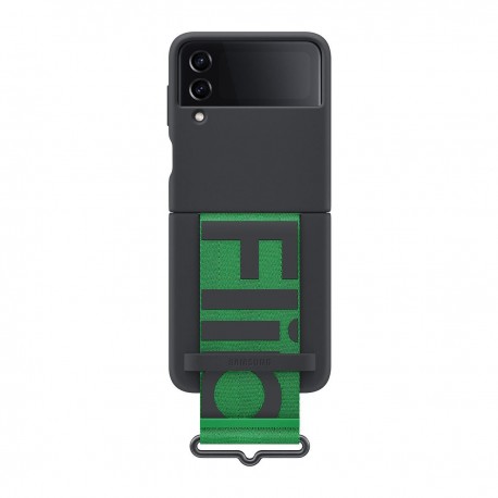 funda zflip4 negra silicon con strap