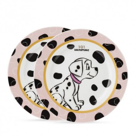 Set de 2 Platos de Porcelana color Rosa Diseño Disney 101 Dálmatas Egan