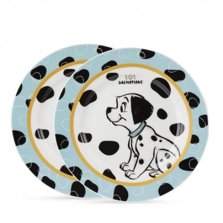 Set de 2 Platos de Porcelana color Azul Diseño Disney 101 Dálmatas Egan