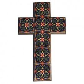 Cruz madera Viejo Arte con talavera medida 5x5