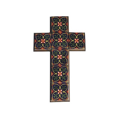 Cruz madera Viejo Arte con talavera medida 5x5