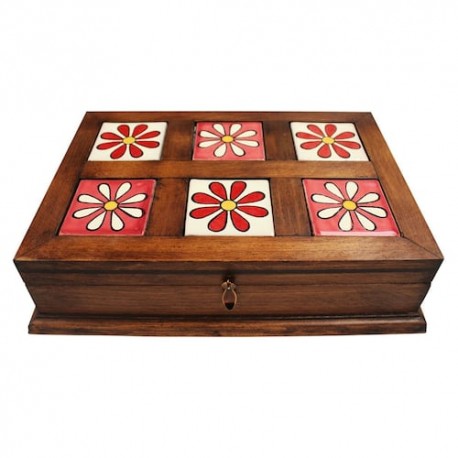Caja alhajera Viejo Arte 6 azulejos 5 x 5 - Artesanía