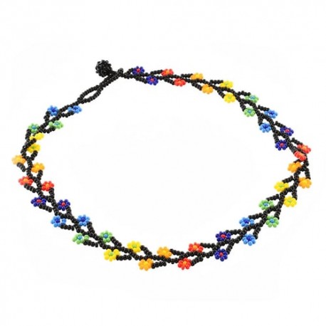 Collar hojitas chaquira multicolor