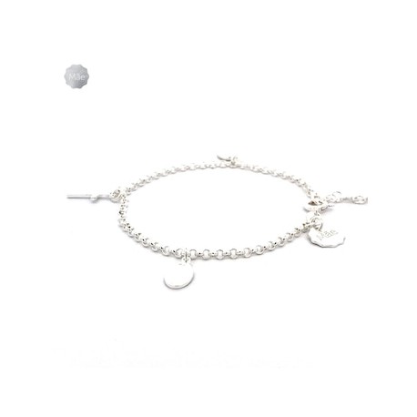 Pulsera Virgen de Guadalupe, Medalla Milagrosa y Cruz plata