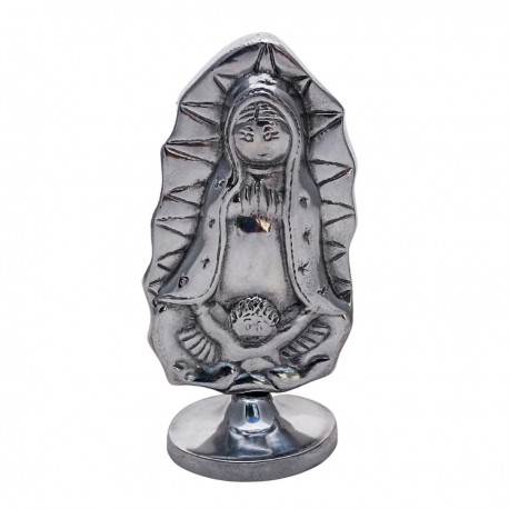 Virgen caricatura pedestal de metal