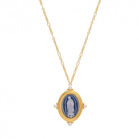 Medalla Virgen de Guadalupe cameo grande dorada