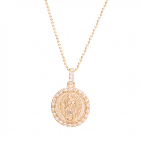 Medalla Virgen de Guadalupe marco de circonias dorada