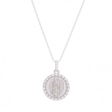 Medalla Virgen de Guadalupe con marco de circonias plata