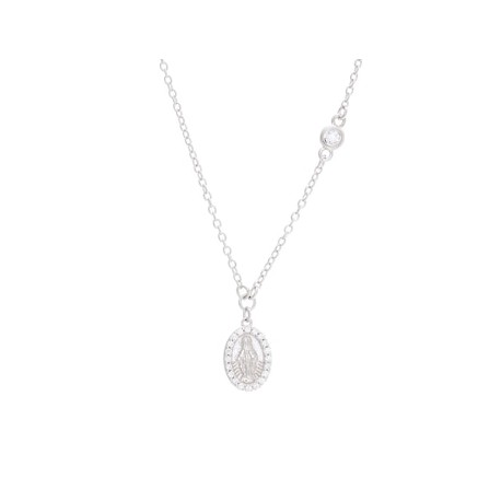 Medalla Virgen de la Medalla Milagrosa mini marco de circonias plata