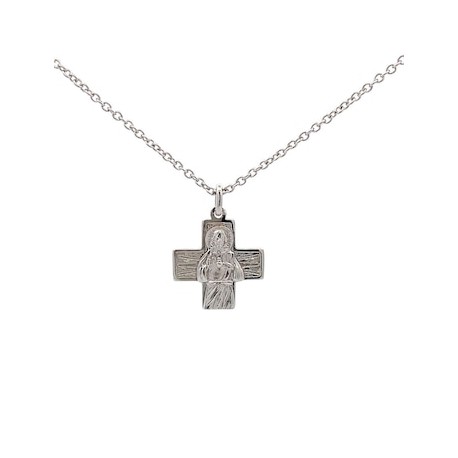 Cruz del Sagrado Corazón de Jesús plata