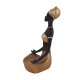 Home Nature Figura Decorativa Mujer Africana Yoga Color Dorado Y Negro Con Bandeja 24*22*14 Cm