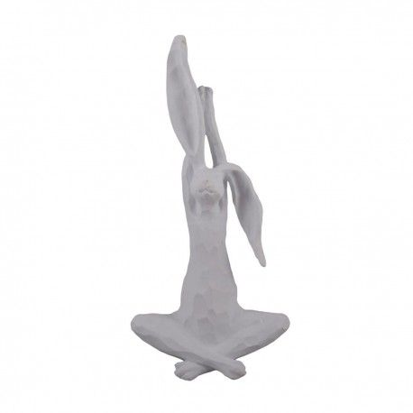 HOME NATURE FIGURA DECORATIVA CONEJO ESTIRAMIENTO 33*16*10 cm