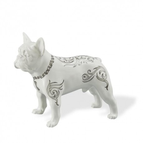 Resina tatto bulldog figura blanco
