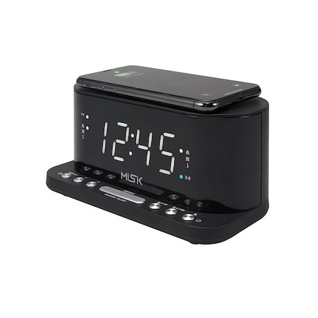 Radio Reloj Misik Con Cargador Inductivo Negro