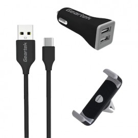 Cargador Geartek para Auto + Soporte + Cable