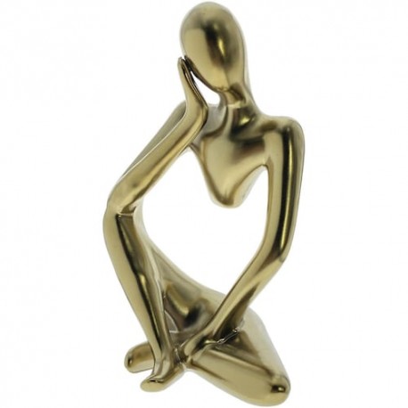 Figura decorativa mujer sentada color dorado11x9x18cm