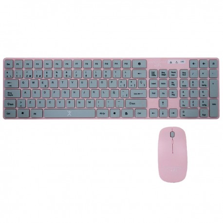 Bundle teclado + mouse inálambrico rosa