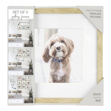 Portaretrato Gallery Frames 12x12 a 8x8 set de tres marcos naturales