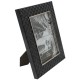 Portarretratos QUADRUM negro texturizado con rombos y fino marco interno plata 5x7 pulgadas