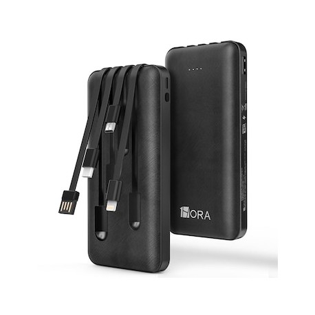 Batería 10000 mAh 2.1A con Cables Integrados