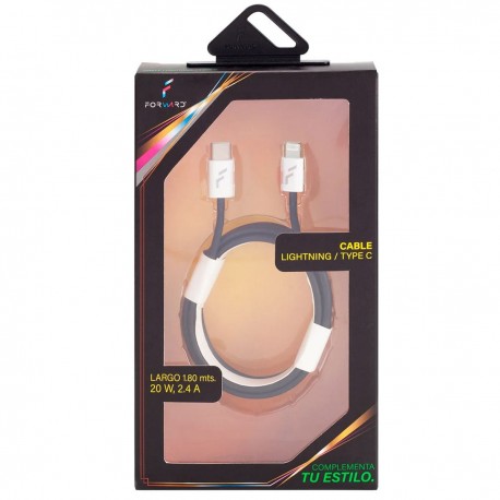 Cable 20w tipo C a tipo C 1.80m negro