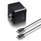 Cargador de pared doble puerto USB + cable USB Type-C