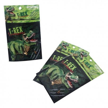 Invitación Dipak T-Rex de 6 piezas