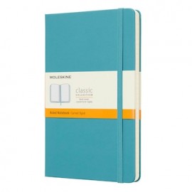Libreta clásica grande azul arrecife, hoja rayada pasta dura