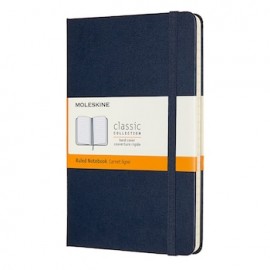 Libreta cásica mediana azul zafir, hoja rayada pasta dura