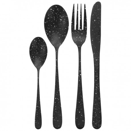 Set de cubiertos acero inoxidable para 4 personas 16 piezas, color negro, CROWN BACCARA