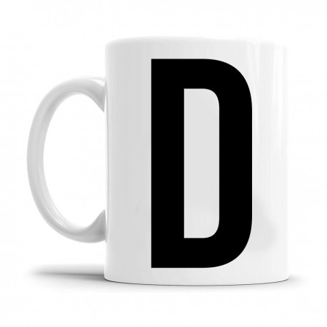 Home Nature taza cerámica letra D blanco negro