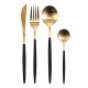 Set de cubiertos CROWN BACCARA color dorado y mango negro, modelo 161522