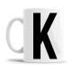 Home Nature taza cerámica letra K blanco y negro