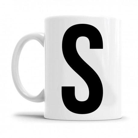 Home Nature taza cerámica letra S blanco y negro